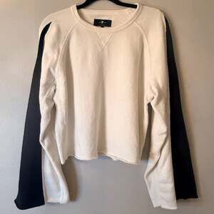 7 For All Mankind Flare Sleeve Cropped French Terry Sweatshirt